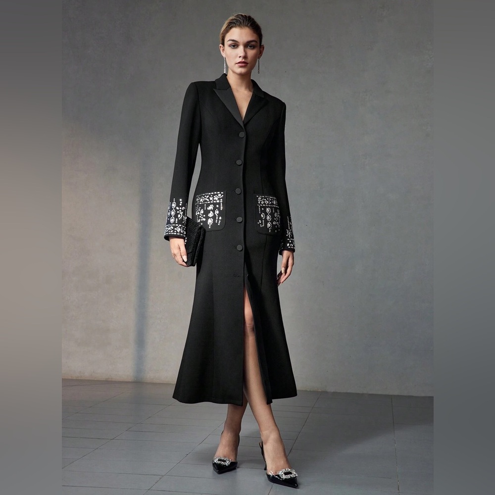 MOTF Black Maxi Dress with silver / diamond Embellishments